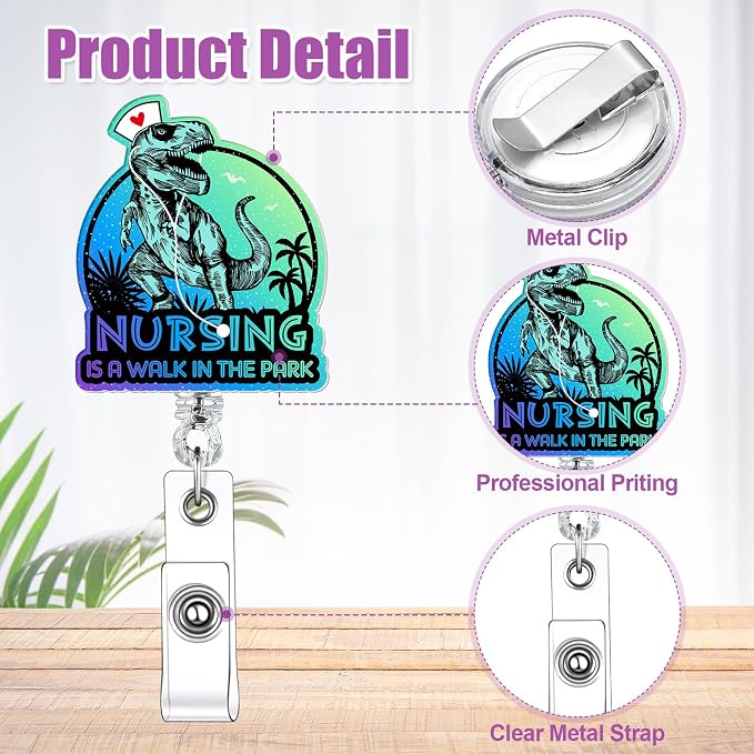 Feifeiya 24 Pcs Funny Badge Reel Nurse Cute Retractable Name ID Clip Badge - Image 3