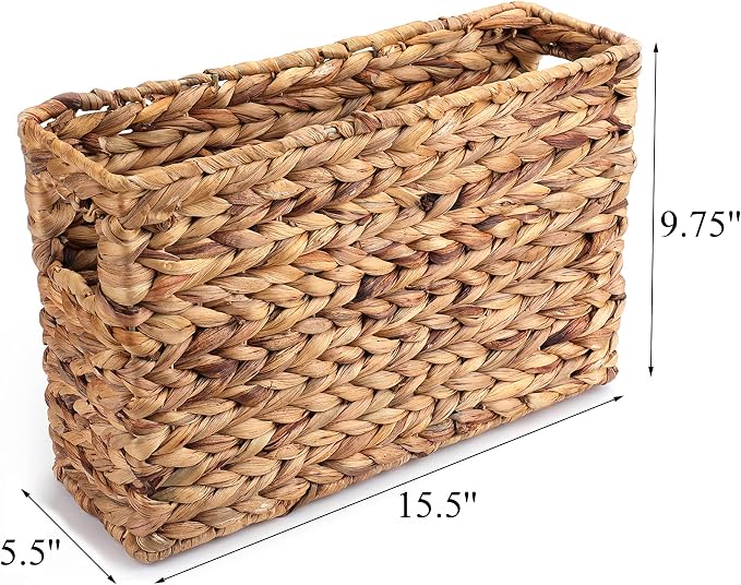 Yesland Hand-Woven Narrow Water Hyacinth Holder Wicker Basket, 15.5 x 5.5 x - Image 2