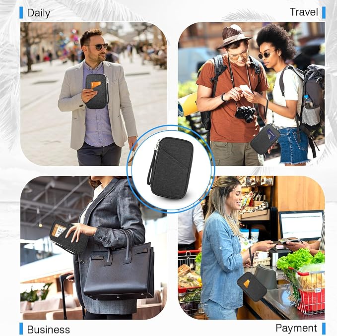 Passport Holder Family, Women RFID Blocking Passport Wallet, Travel Essentials - Image 5