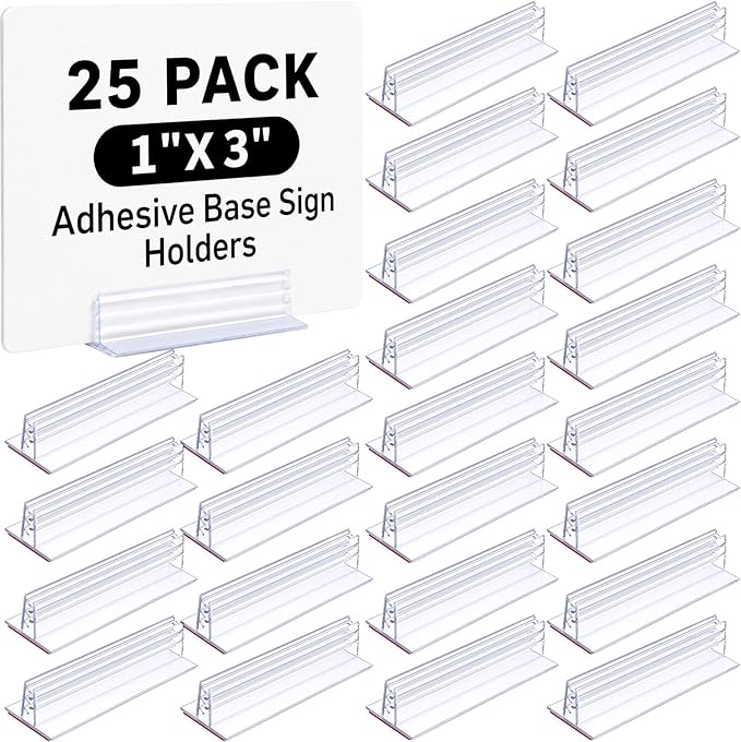 Fulmoon 25 Pcs Sign Holder, Adhesive Base Sign Holders Multiple Uses by Fulmoon