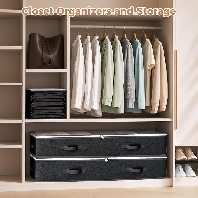 6 Pack Under Bed Storage Containers Organizer, Large Capacity Underbed Clothes - Image 4