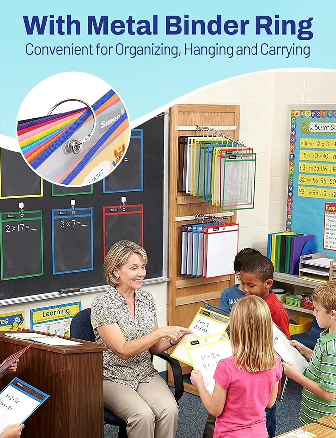 SUNEE 6 Packs Oversized Reusable Dry Erase Pocket Sleeves - Image 6