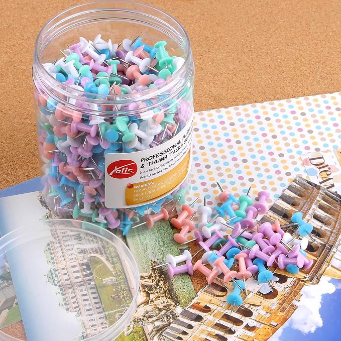 Push Pins 600 Count Macarone Colors, Standard Multicolored Thumb Tacks Steel - Image 4