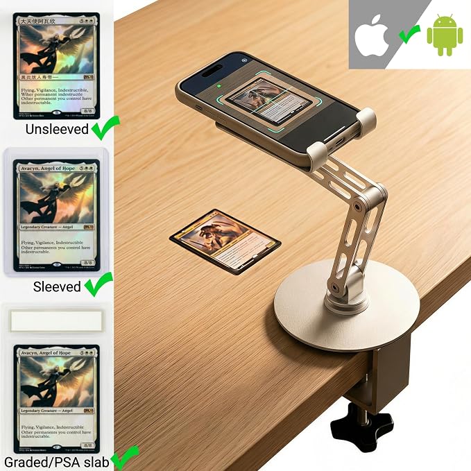 HUASAI Carbon Steel TCG Card Scanner Stand, Heavy-Duty C-Clamp Phone Holder - Image 7