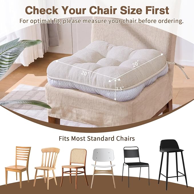 BETU Chair Cushions for Dining Chairs, 3.5" Thick Kitchen Table Chair Pads - Image 4