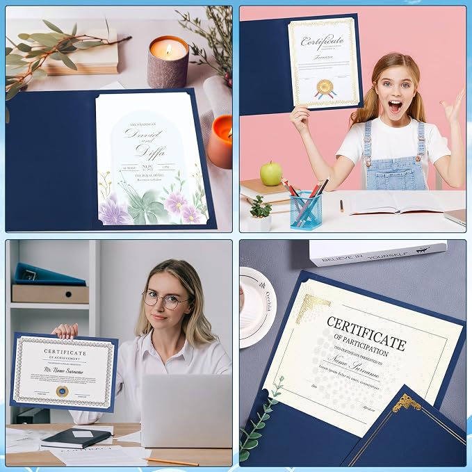 12 Pack Certificate Holders, 8.5 x 11 Inch | Hard cover, corner tabs, fits - Image 6