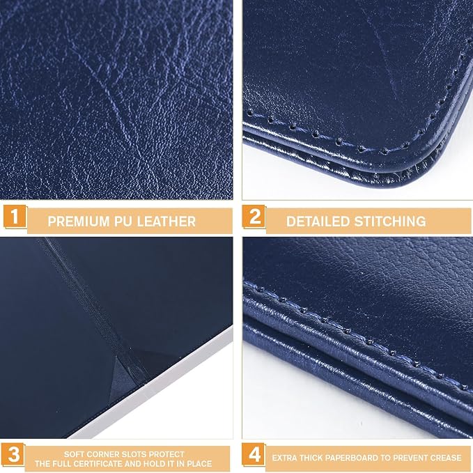 Tenare 20 Pcs Blue Leather Certificate Holder 8.5 x 11 PU Phd Bachelor Master - Image 4
