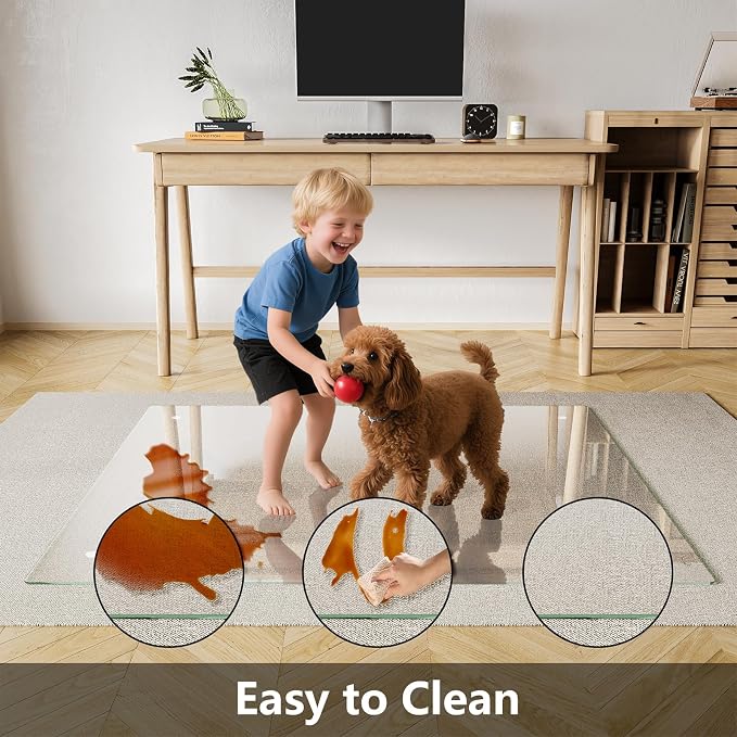 Koonmi Chair Mat for Carpet, Tempered Glass 48"x48" Office Chair Mat, Glass - Image 3