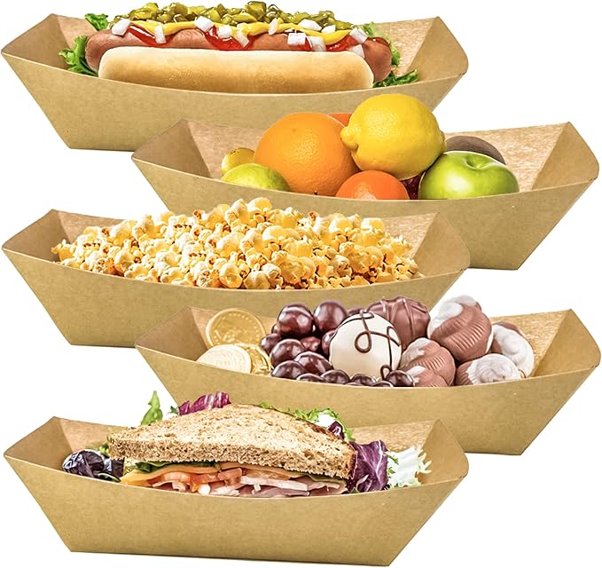 100 Pack 2lb Paper Food Trays, Heavy-Duty Paper Food Boat Disposable Serving - Image 7