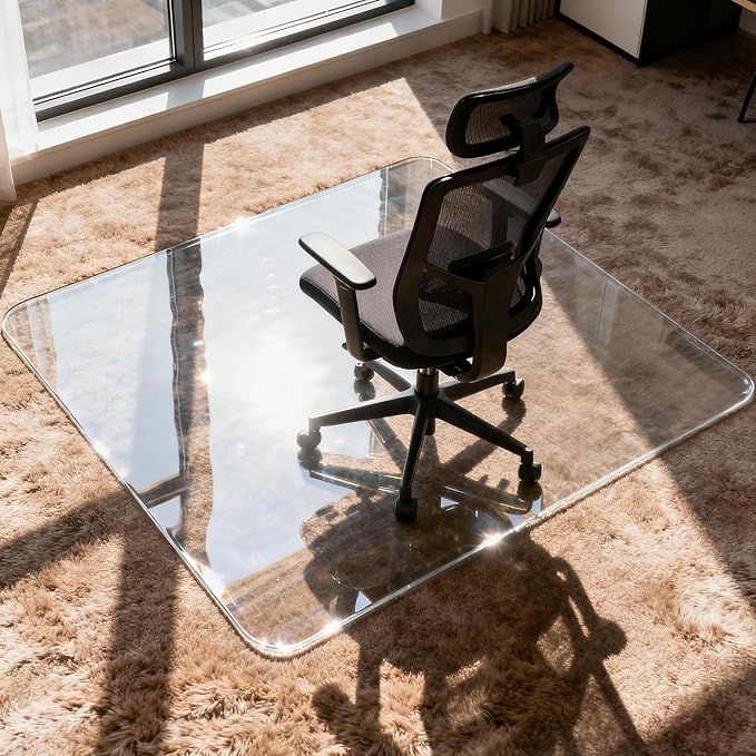 Azadx Tempered Glass Chair Mat for Carpet 46" x 60" Heavy Duty Office Chair Mat by Azadx