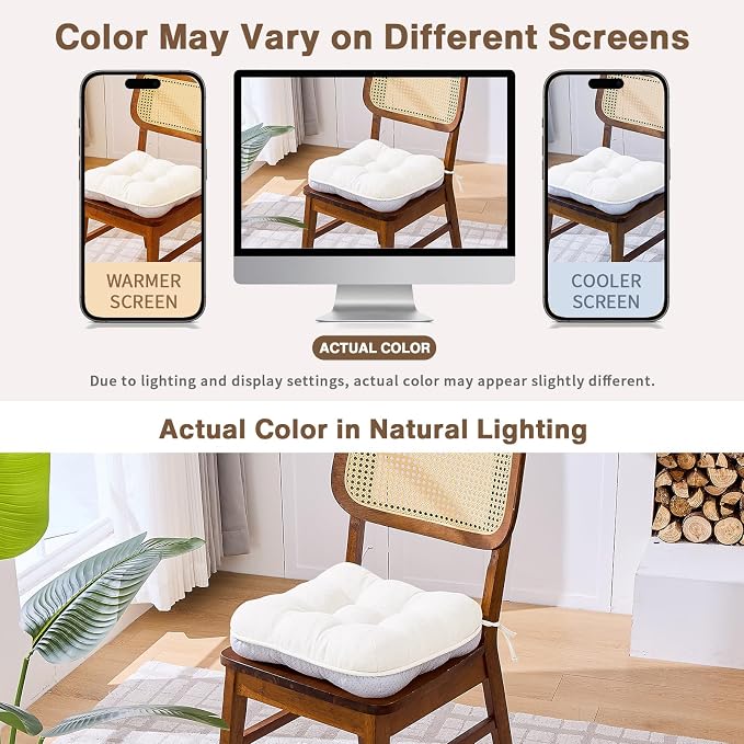 BETU White Chair Cushions for Dining Chairs Set of 6, 3.5" Thick Kitchen Table - Image 5