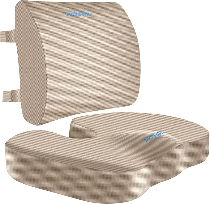 CushZone Ergonomic Seat Cushion & Lumbar Support Pillow by CushZone