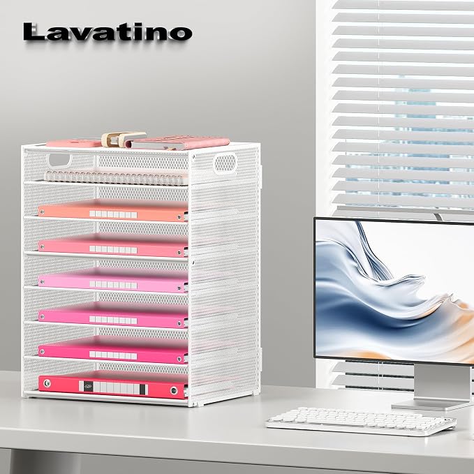 Lavatino 2 Pack 8-Tier Office Desk File Organizer, Letter Tray Paper Organizer - Image 3