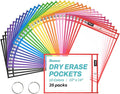 SUNEE 35 Packs Oversized Reusable Dry Erase Pocket Sleeves by SUNEE