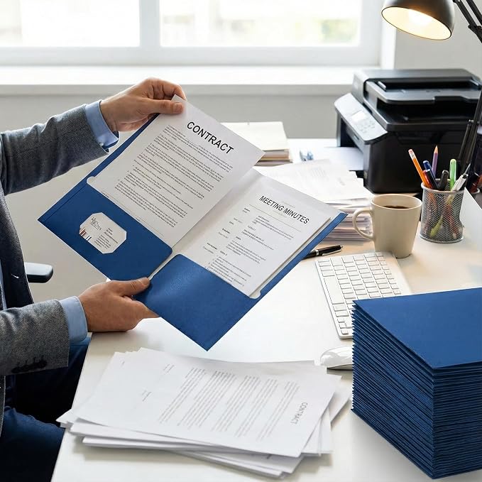 Zzrywuty File folders with Pockets, 100 Pack Paper Folders with Card Slot - Image 6