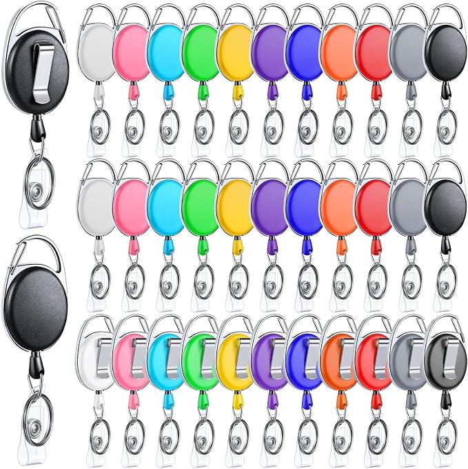 Honoson 50 Pcs Heavy Duty Retractable Badge Reels Batch ID Badge Holder by Honoson