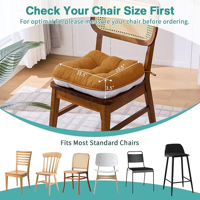 BETU Chair Cushions for Dining Chairs Set of 6, 3.5" Thick Kitchen Table Chair - Image 4