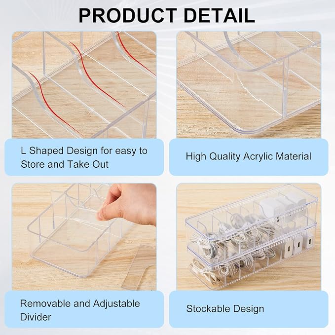 Tatuo 6 Pcs Cord Organizer for Drawer Desktop, Cable Organizer Box - Image 3