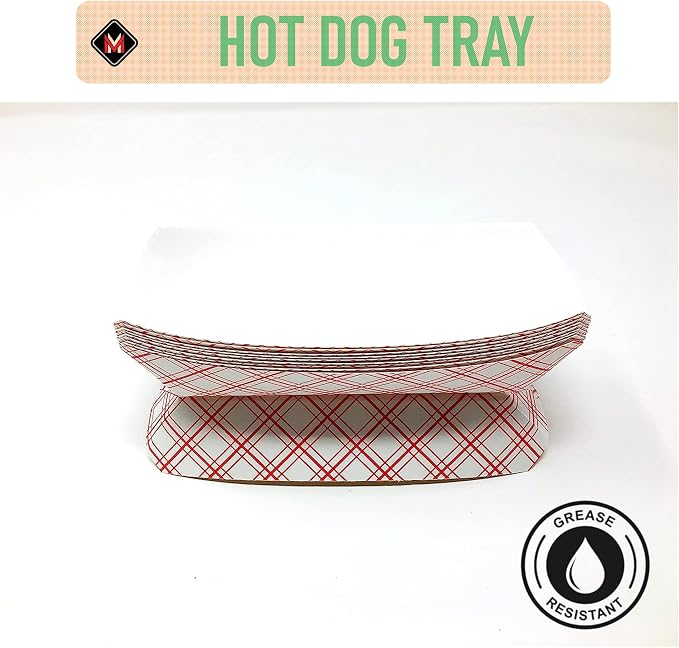 Mr Miracle 7 Inch Paper Hot Dog Tray in Red White Pattern. Pack of 25. - Image 5
