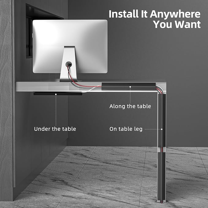 YECAYE 157in Cable Management, Cord Organizer, Easy Install Self-Adhesive Cord - Image 3