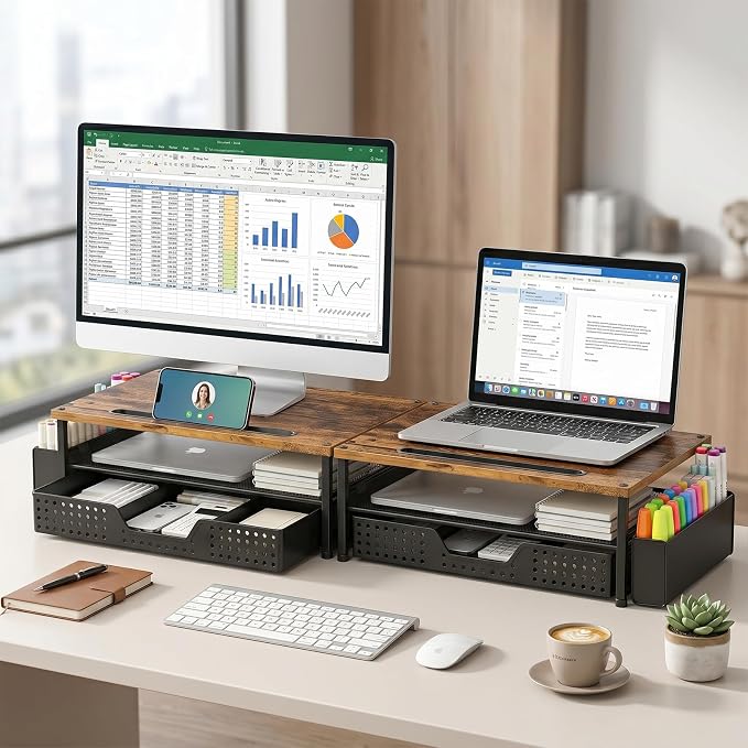 Desk Organizer and Accessories, 2-Tier Computer Monitor Stand Rise - Image 5