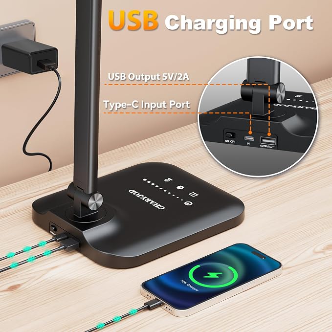 CHARYJOD LED Desk Lamp for Office Home, Height Adjustable Architect Desk Light - Image 2