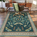 4'x5' Teal Office Chair Mat for Hardwood Floors, Insect Boho Design, Non-Slip by JTJ