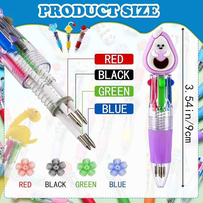 60Pcs Mini Multicolor Pens in One 4-in-1, Cute Pens Bulk - Image 2