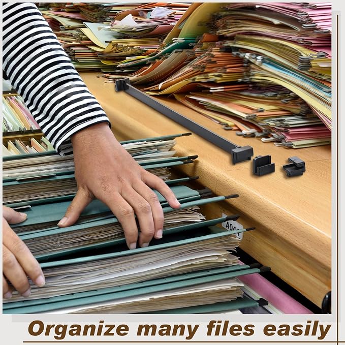 Epakh 12 Pcs PVC Adjustable File Cabinet Rails Set Include 8 Hanging File Rail - Image 5