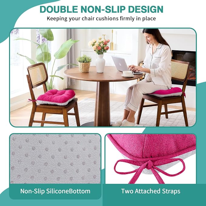 BETU Chair Cushions for Dining Chairs Set of 6, 3.5" Thick Kitchen Table Chair - Image 2