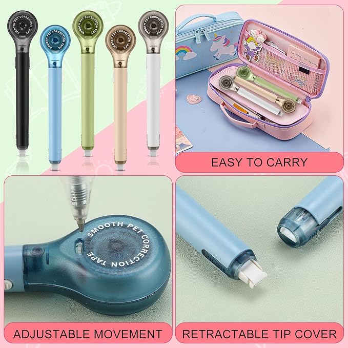 Gersoniel 10 Pack Correction Tape Pen Correctional Ink Tape Push Pull Protective - Image 5