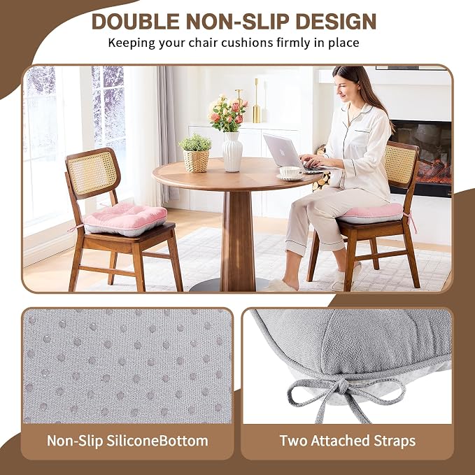 BETU Chair Cushions for Dining Chairs Set of 4, 3.5" Thick Kitchen Table Chair - Image 2