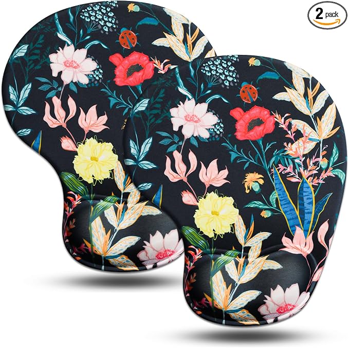 JIKIOU Mouse Pad, 2 Pack Ergonomic Mouse Pads by JIKIOU