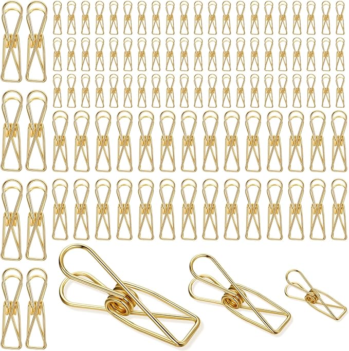 100 Pcs Paper Clips Metal Wire Hollow Out Clothespins Multi Purpose Utility by Sabary