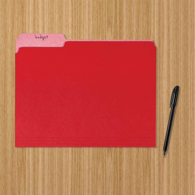 Amazon Basics File Folders for Organization, Letter Size, 1/3 Cut Tab - Image 5