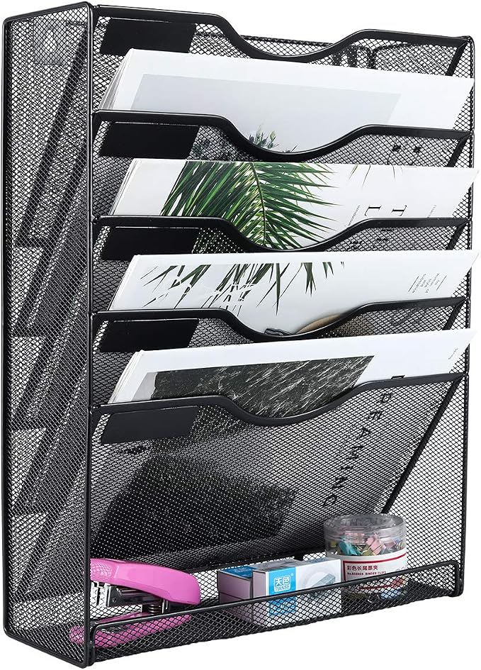 EasyPAG 5 Tier Wall File Holder Mesh Hanging Folder Organizer by EasyPAG
