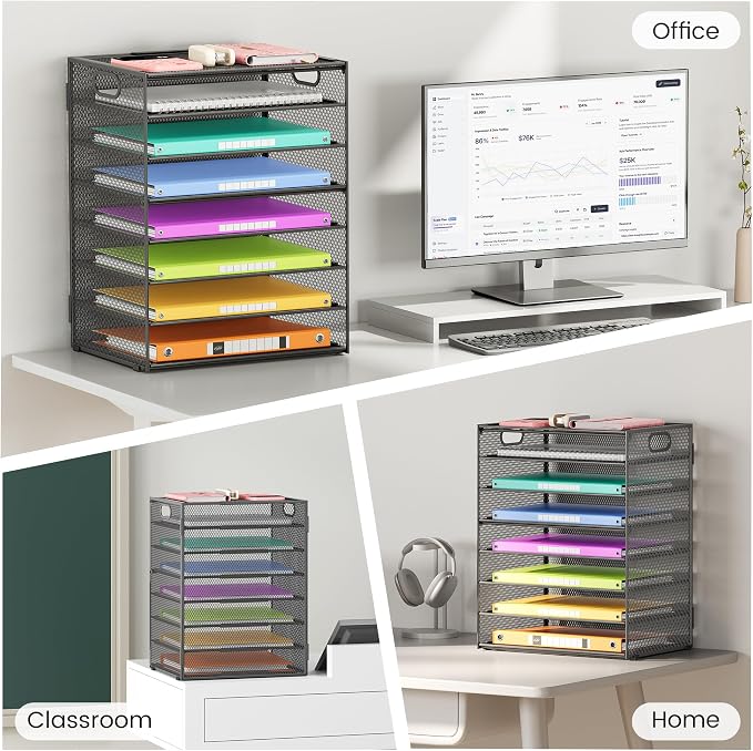 Lavatino 8-Tier Office Desk File Organizer, Letter Tray Paper Organizer - Image 6