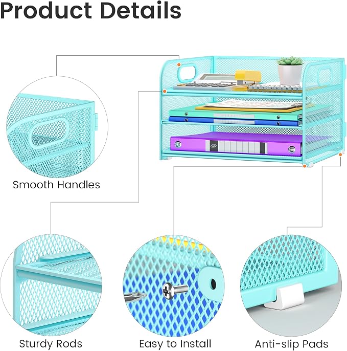 Cawukege 2 Pack 3 Tier Paper Organizer - Image 6