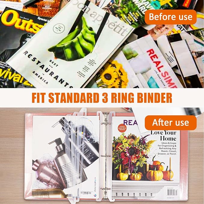 40Pcs 3 Hole Punched Magazine Holders, Magazine Organizer, 3 Ring Binder Insert - Image 4