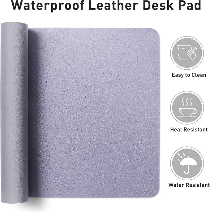 Leather Desk Pad Protector, Mouse Pad, Office Desk Mat, Non-Slip PU Leather - Image 6