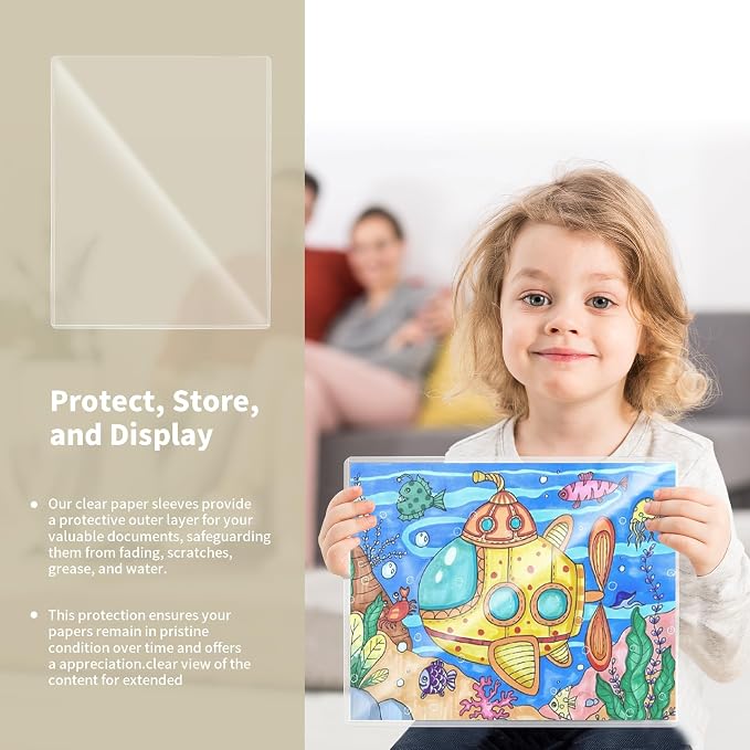 souG 25 Pack 8.5" x 11" Rigid Print Protectors, Paper Sleeves Photo Plastic - Image 6