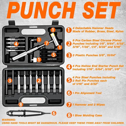 BESTNULE Punch Set, Punch Tools, Roll Pin Punch Set, Made of Solid Material - Image 3