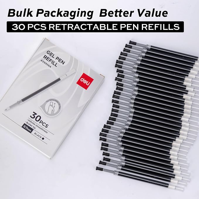 deli Gel Pen Refills, Medium Point 0.7mm, Smooth Writing, Fast Dry, No Bleed - Image 2