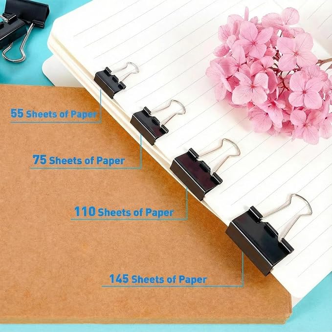 180 Pcs Binder Clips Assorted Sizes, 4 Sizes Cute Binder Clips Large Medium - Image 7