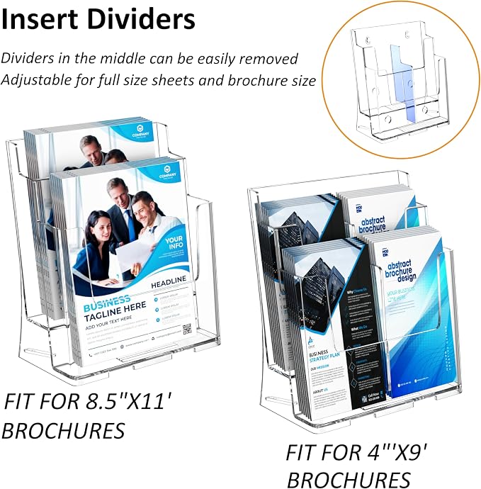 FUCDTEFC Acrylic Brochure Holder 8.5x11 & 4 x9 Inches, Pamphlet Flyer Holder - Image 2
