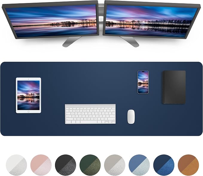 Leather Desk Pad Blotter, Mouse Pad, Office Desk Mat, Non-Slip PU Leather Desk by AFIING