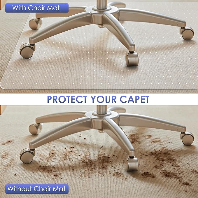 Kuyal Office Chair Mat for Carpet, 32x49 Clear Heavy Duty Computer Chair Mat - Image 4