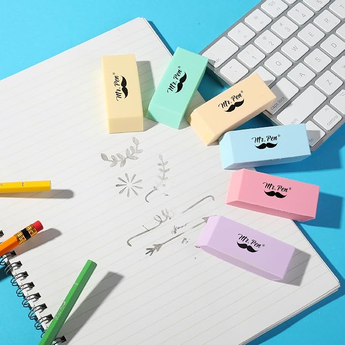 Mr. Pen- Pencil Eraser, 48 Pack, Pastel Colors | Large Latex Free Block Erasers - Image 6