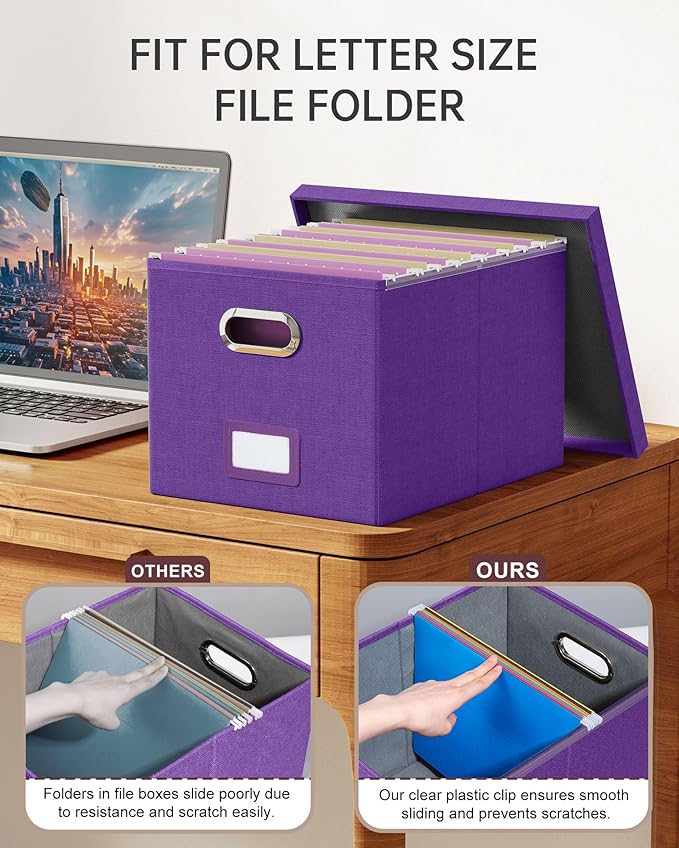 Oterri 2 Pack File Storage Organizer, Filing Box, Portable File Box - Image 2