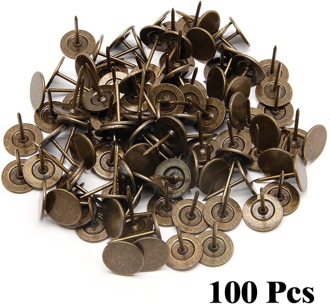 Piutouyar 30mm / 1.2 Inch Flat Head Thumb Tacks, Bronze Vintage Style - Image 2